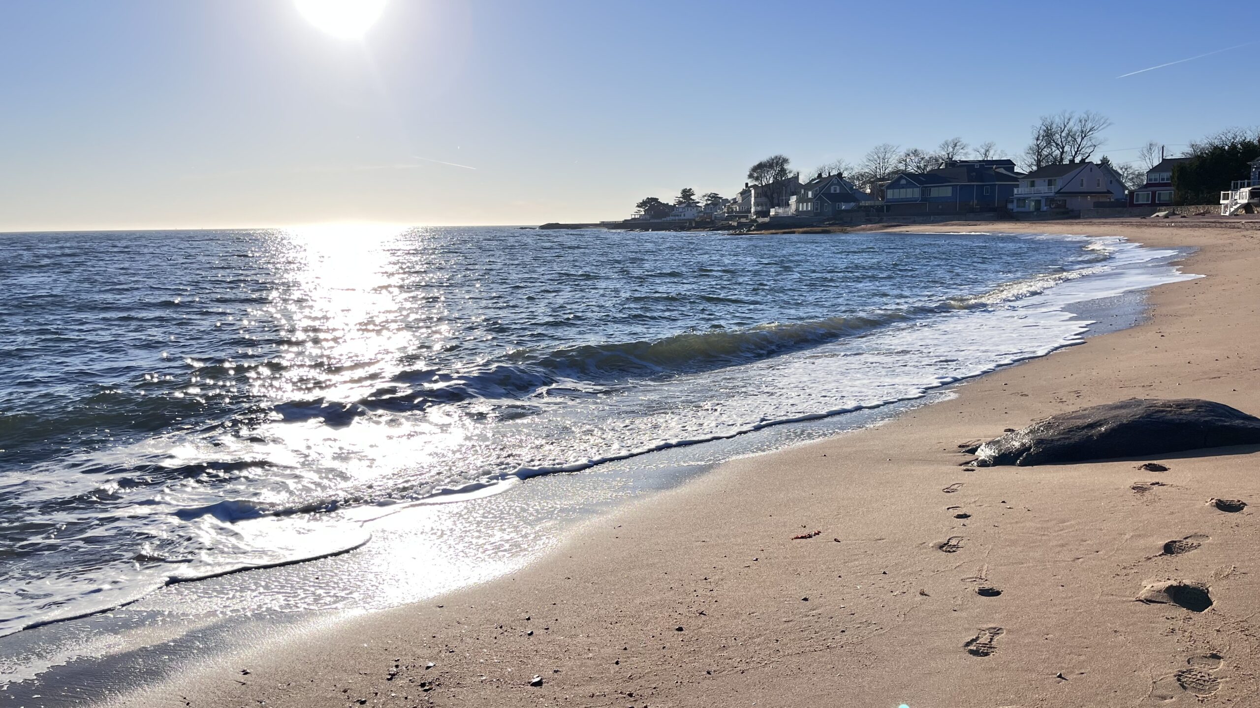 The gentle shoreline at Morgan Point, East Haven